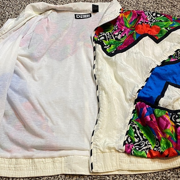 VNTG Dashers Vibrant Women's Bomber Jacket with Floral Accents - Picture 9 of 9